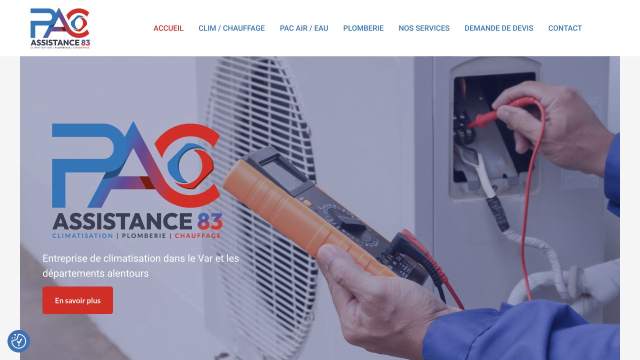 Capture du site de PAC Assistance 83