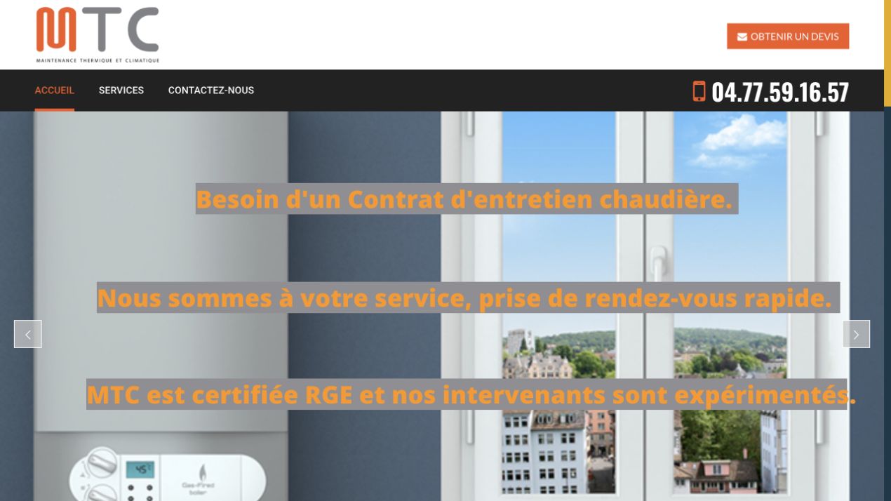 Capture du site de MTC